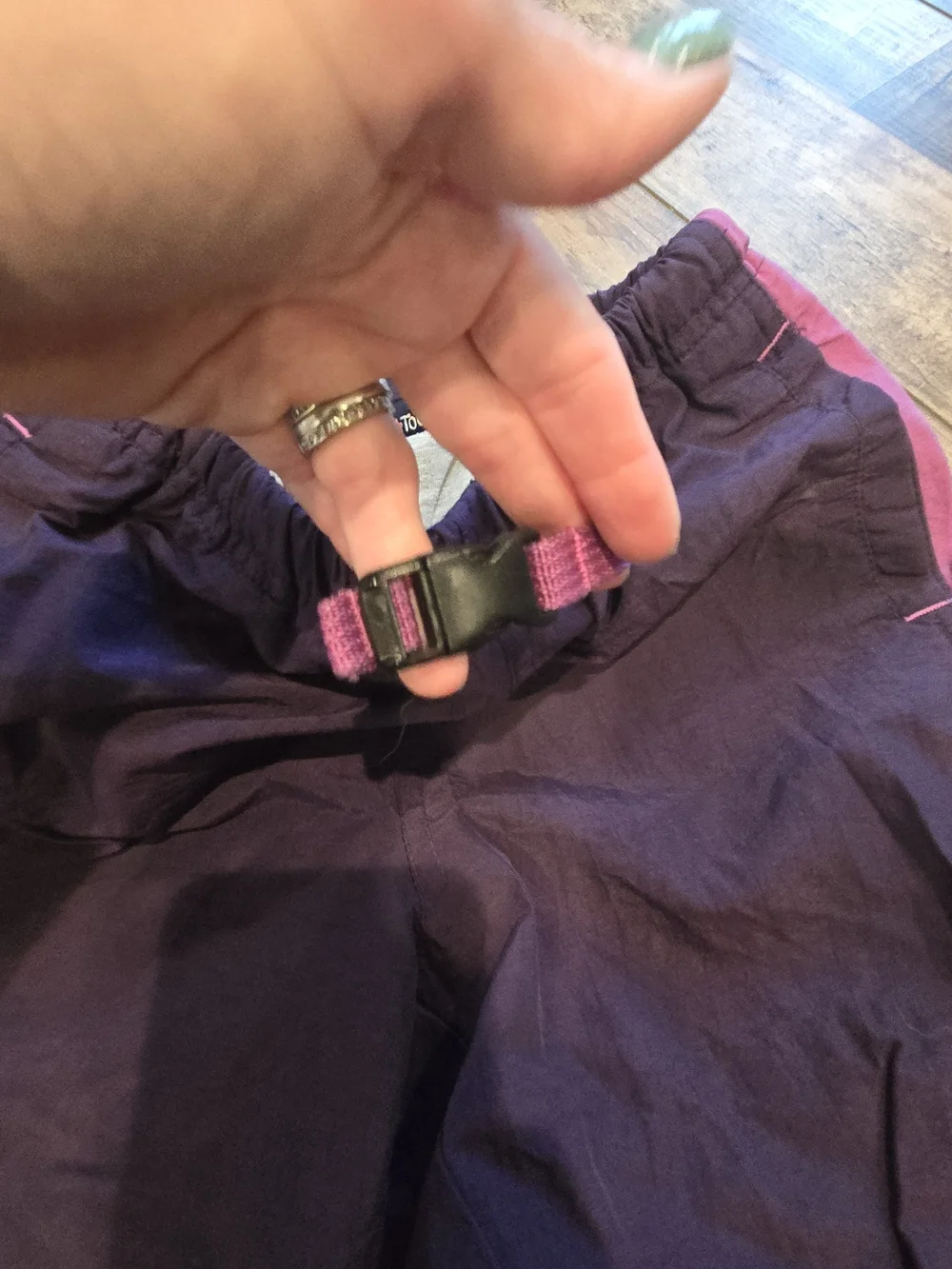 Vtg Y2K Limited Too Purple Pink Track Cargo Pants Buckle Waist Zipper Hem 23x23